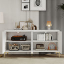 Modern 4 Door Sideboard With Creative Carved Surface And Adjustable Shelves