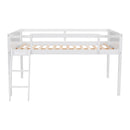 Full Size Wood Loft Bed with Ladder, ladder can be placed on the left or right, White
