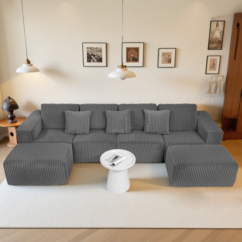 Modular U-Shaped Sectional Sofa With Reversible Design