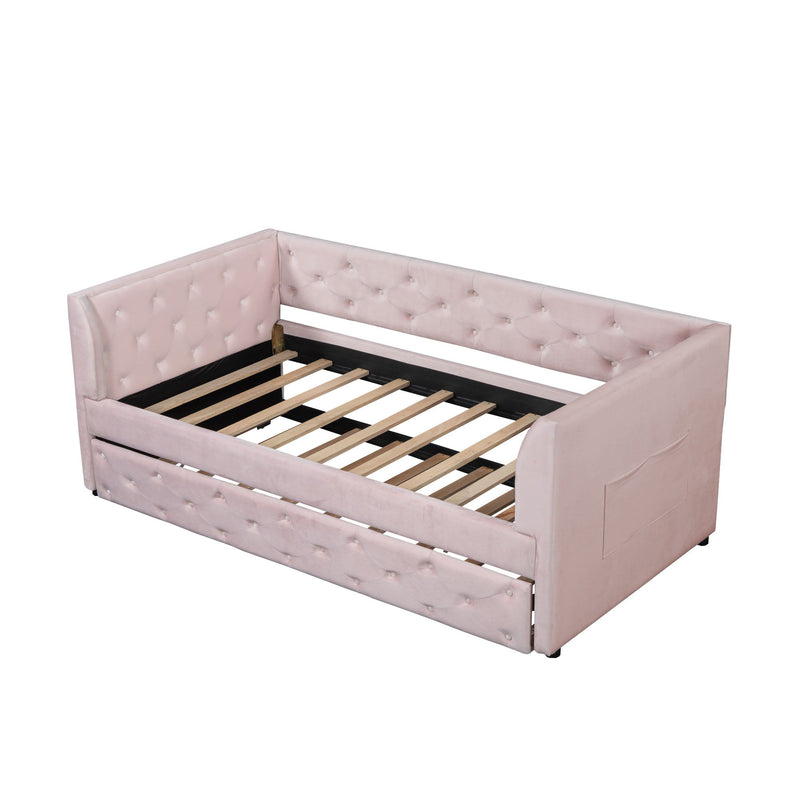 Upholstered Tufted Daybed With Trundle