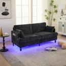 Chenille 2 Seater Sofa With LED Light, USB Charging Port, And Storage Bag
