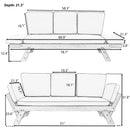 TOPMAX Outdoor Adjustable Patio Wooden Daybed Sofa Chaise Lounge with Cushions for Small Places, Brown Finish+Gray Cushion
