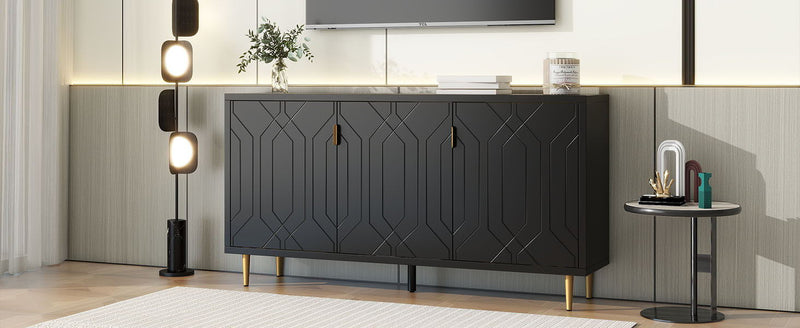 Modern TV Stand With 3 Doors And Adjustable Shelves