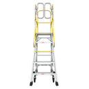 Heavy Duty Aluminum Rolling Platform Ladder With Steps, 375Lbs Capacity