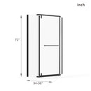 Neo Angle - Frameless Shower Door With White Acrylic Shower Base Combo - Matte Black
