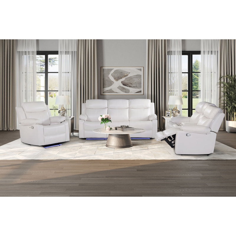 Blanche - Reclining Loveseat With LED Lights And Built In Speakers - White