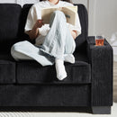 Modern Corduroy Fabric Sofa, 3 Seater Compressed Couch With Cup Holders