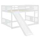 Full Over Full Bunk Bed With Ladder With Slide - White