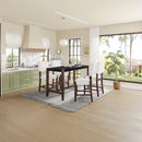 5 Piece Counter Height Dining Set, Bar Table With 4 Upholstered Chairs