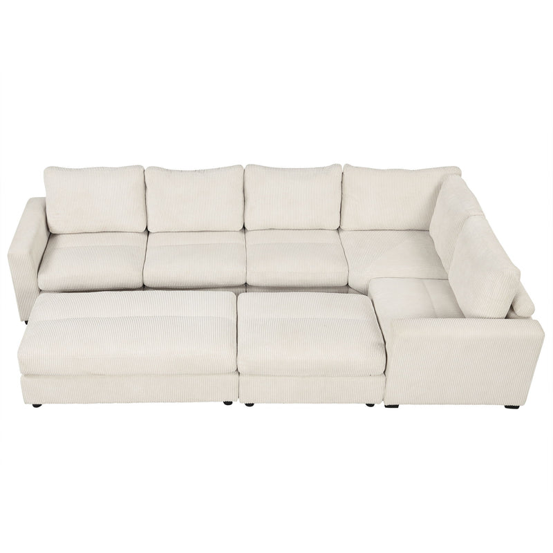 Sectional Couch Sofa Bed Modular Sofa With Two Movable Ottomans For Living Room