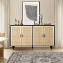 Elegant And Functional 4 Door Rattan Decorative Storage Cabinet