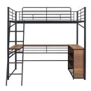 Loft Bed & 3 Layers Of Shelves And L-Shaped Desk