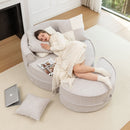 Modern Oversized Round Barrel Accent Chair With Ottoman