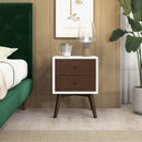 Caroline - Mid-Century Modern Style White Night Stand 2 Drawer