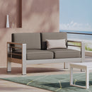 Outdoor Aluminum Loveseat With Cushion - Gray
