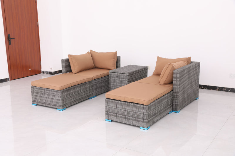 Patio Sofa Daybed With Cushions - Brown