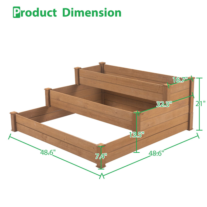 Raised Garden Bed Horticulture Outdoor Elevated Flower Box Tiered Garden Bed Wooden Vegetables