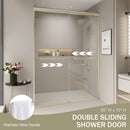 Double Sliding Shower Door, Semi-Frameless Bypass Bathroom Sliding Door With 1/4" (6 Mm) Tempered Glass For Walk-In Shower
