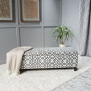 Quotient - Upholstered Storage Ottoman With Tapered Block Feet - Gray / White