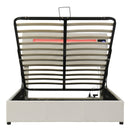 Queen Size Upholstered Bed with LED Light and Integrated Bluetooth Audio System, Modern Platform Bed with Hydraulic Storage System and USB Port, Velvet , Beige