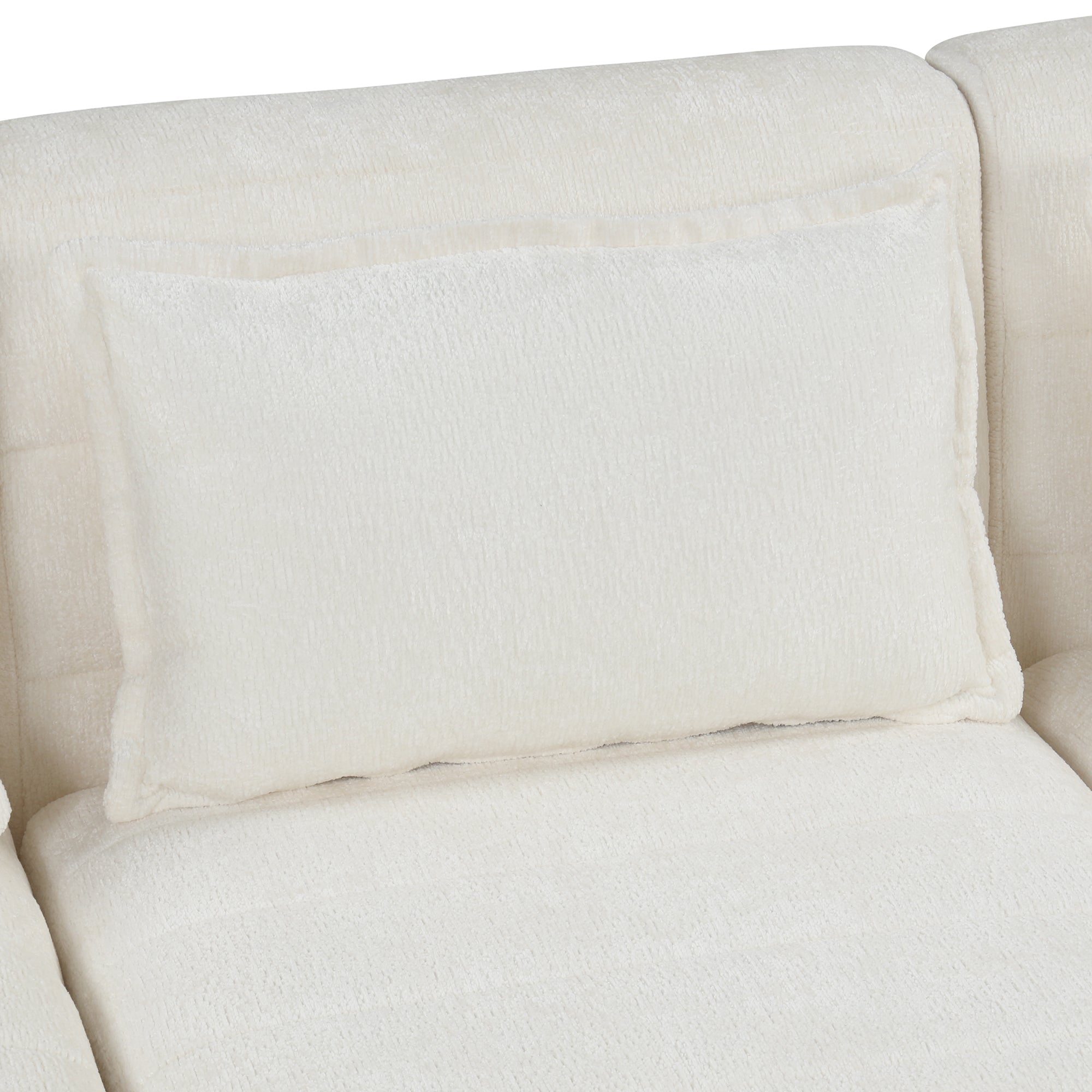 Free-Combined Sectional Sofa 5-seater Modular Couches with Storage Ottoman, 5 Pillows for Living Room, Bedroom, Office, Cream