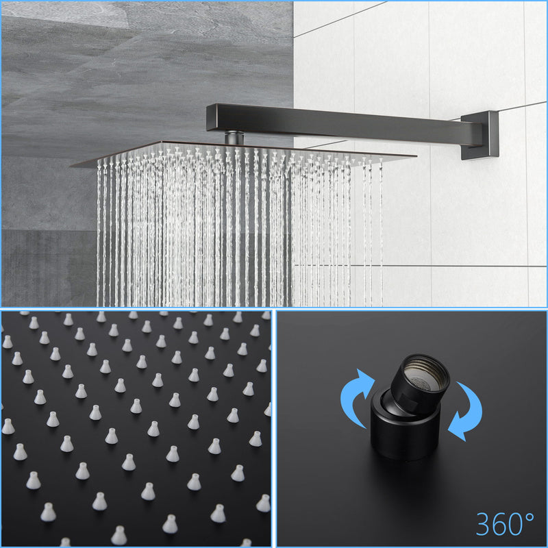 Luxury Rain Fixed Shower Head 12" Square Oil Rubbed Bronze Stainless Steel - Oil-Rubbed Bronze