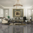 Betria - Sofa With 5 Pillows - Light Green Velvet, Gold & Black High Gloss