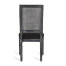 French Country Dining Chair With Rectangular Cane Backrest And Smooth Upholstered Seating