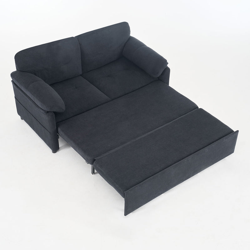 Convertible Pull Out Sofa Bed Queen Size, 3 In 1 With Side Storage