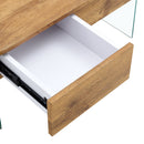 Elegant Coffee Table With Double Drawers And Transparent Glass Sides - Wood