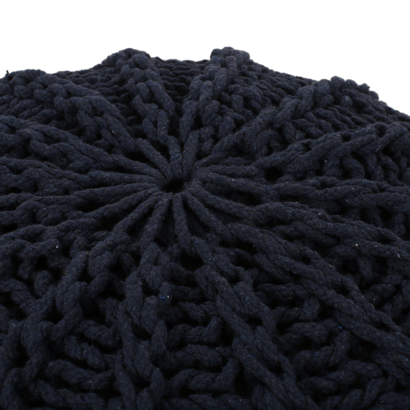 Bordeaux - Knitted Cotton Round Pouf Ottoman And Floor Cushion