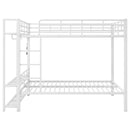 Bunk Bed With Storage Mesh Shelves, Clothes Hooks, LED Light