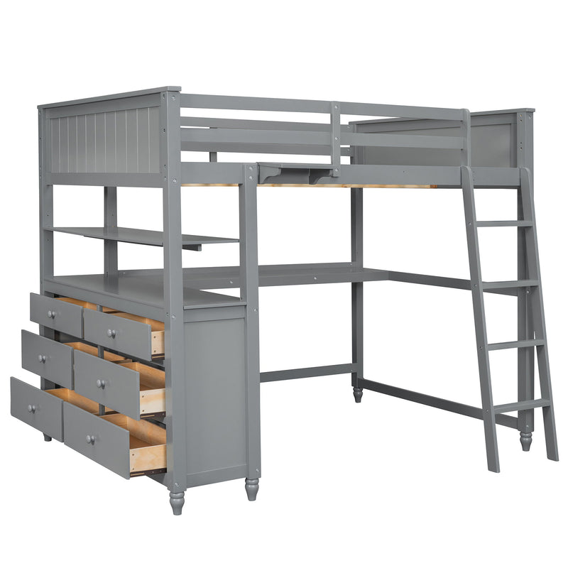 Loft Bed With Drawers With Desk And Shelves