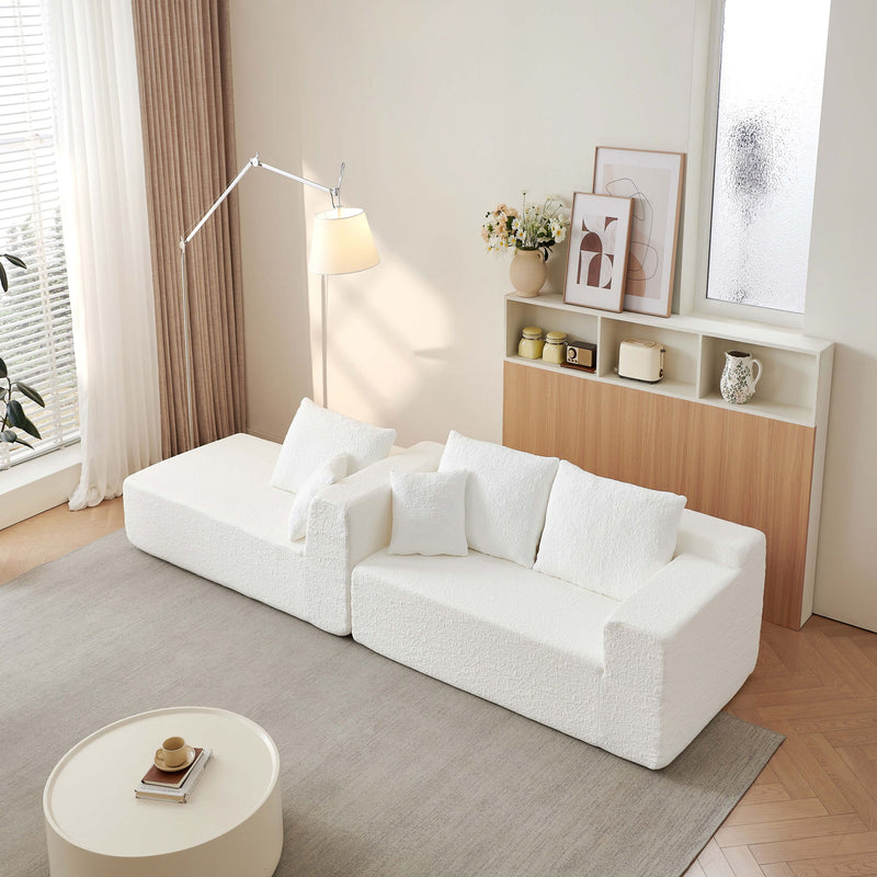Modular Cloud Sectional Couch With L Shape Chaise - White