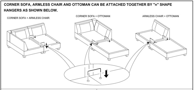 Genuine Leather Ink Blue Tufted 7pc Modular Sofa Set 3x Corner Wedge 3x Armless Chair 1x Ottoman Living Room Furniture Sofa Couch