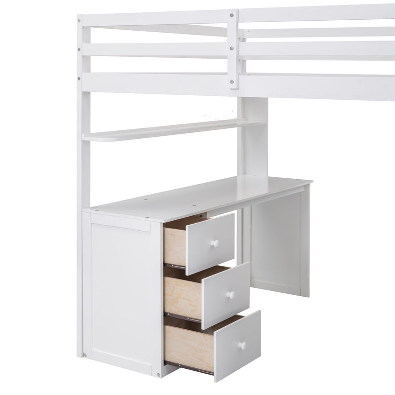 Loft Bed With Drawers, Desk, And Wardrobe
