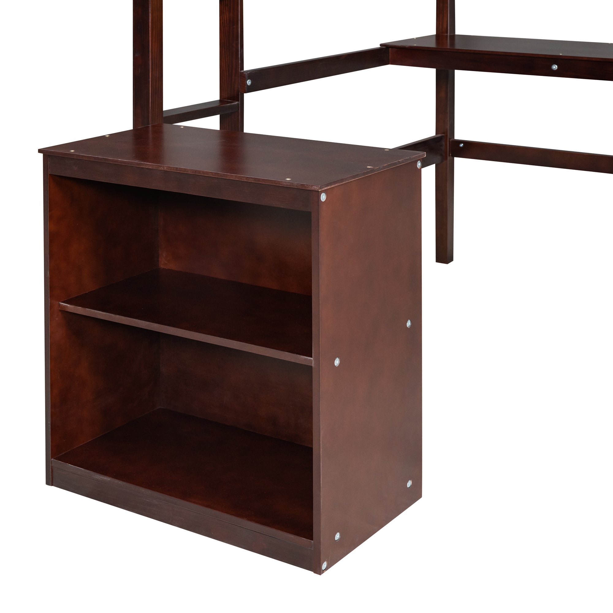 Twin size Loft Bed with Desk and Writing Board, Wooden Loft Bed with Desk & 2 Drawers Cabinet- Espresso - Atlantic Fine Furniture Melbourne FL