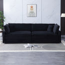 Elegant Corduroy Sofa With Throw Pillows And Backrests