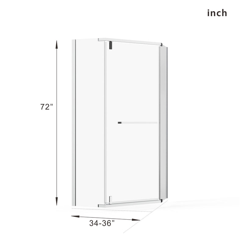 Goodyo - Neo Angle Frameless Shower Door With Acrylic Base Combo