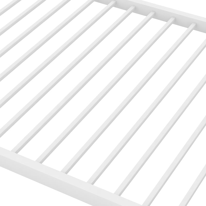 Twin over Twin Metal Bunk Bed, Low Bunk Bed with Ladder,White(OLD SKU:MF197033AAK)