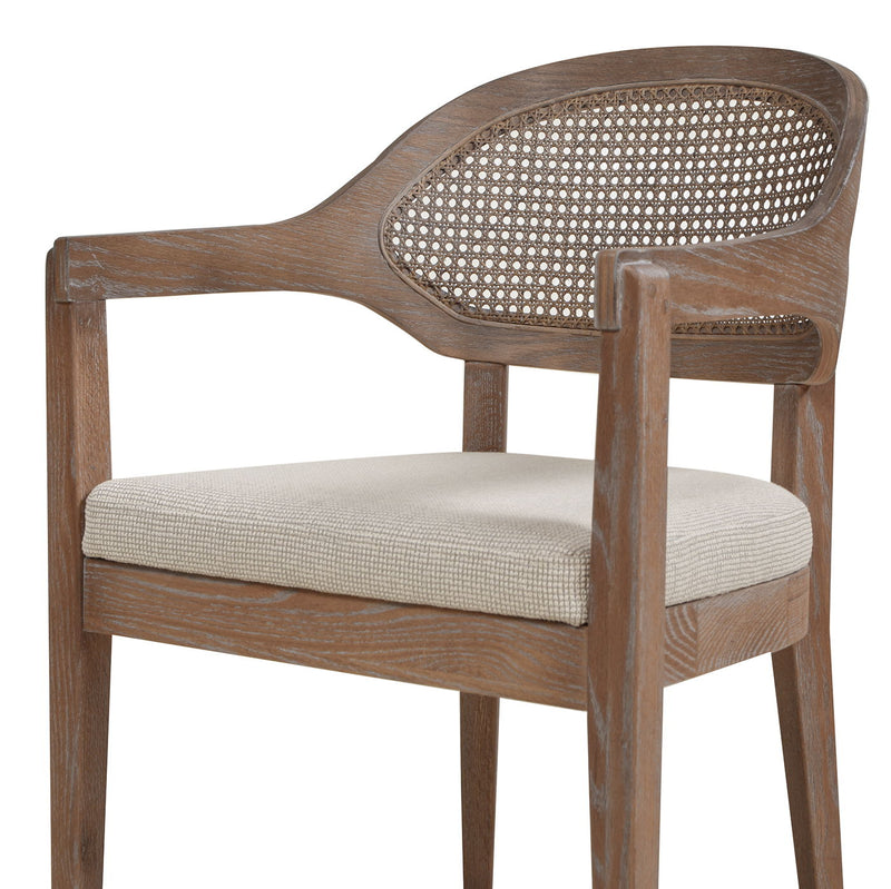 Americana - Mid-Century Modern Cane Back Dining Chair Textured Weave - Taupe Beige