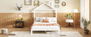 Twin Size Metal Platform Bed with House-Shaped Headboard Design, White
