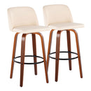 Toriano - Mid Century Modern Fixed Height Barstool Swivel And Round Footrest (Set of 2)
