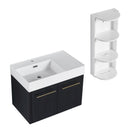 Modern Wall Mounted Bathroom Vanity With Resin Sink And Storage Rack