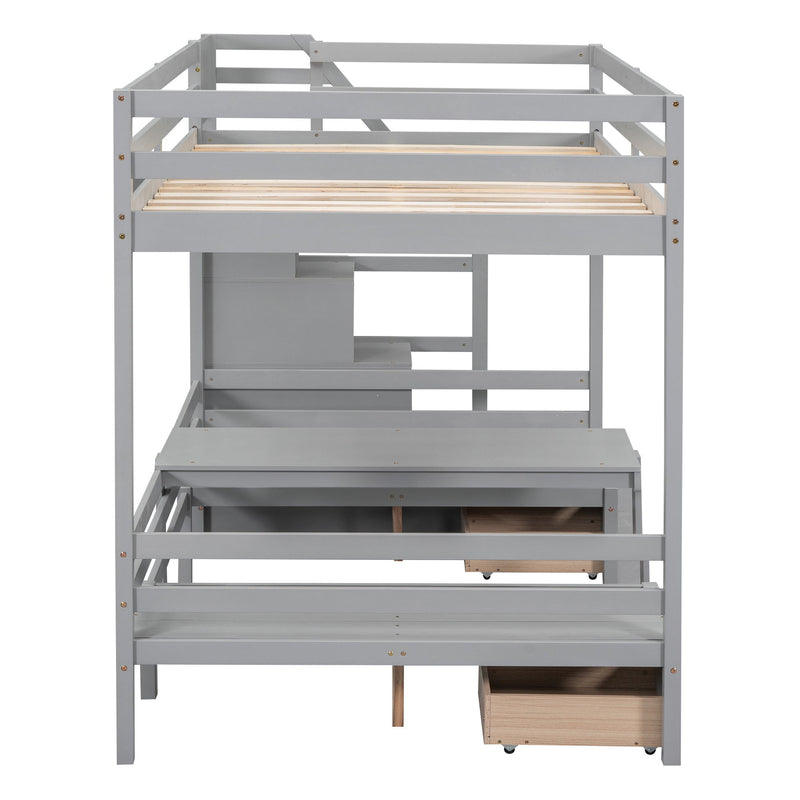 Bunk With Staircase, The Down Bed Can Be Convertible To Seats And Table Set