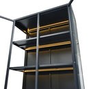 Modern Style Tall Steel Display Cabinet With Double Glass Doors, LED Lights
