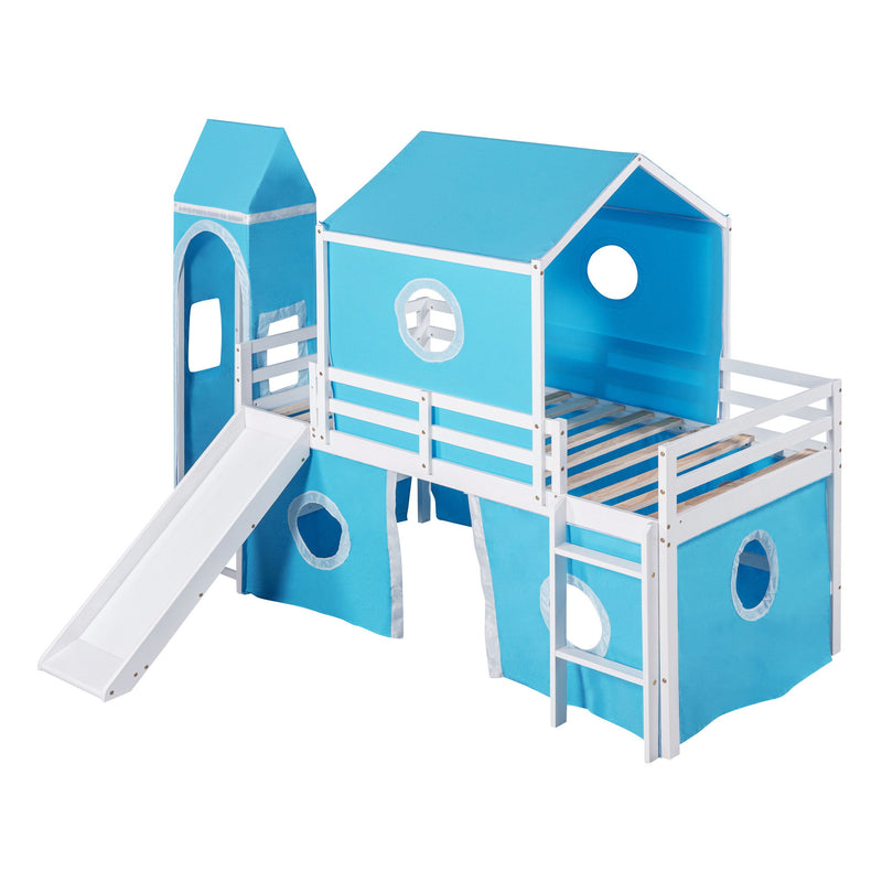 Loft Bed With Slide Tent And Tower