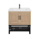 Modern Freestanding Bathroom Vanity With Ceramic Sink, Hot And Cold Faucet, Storage Cabinet & Open Shelf