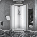 Semi Frameless Neo Angle Hinged Shower Enclosure With Clear Tempered Glass - Brushed Nickel