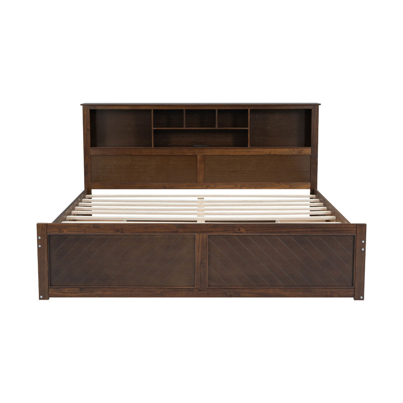 Platform Bed With Multi Storage Headboard, USB And Drawers